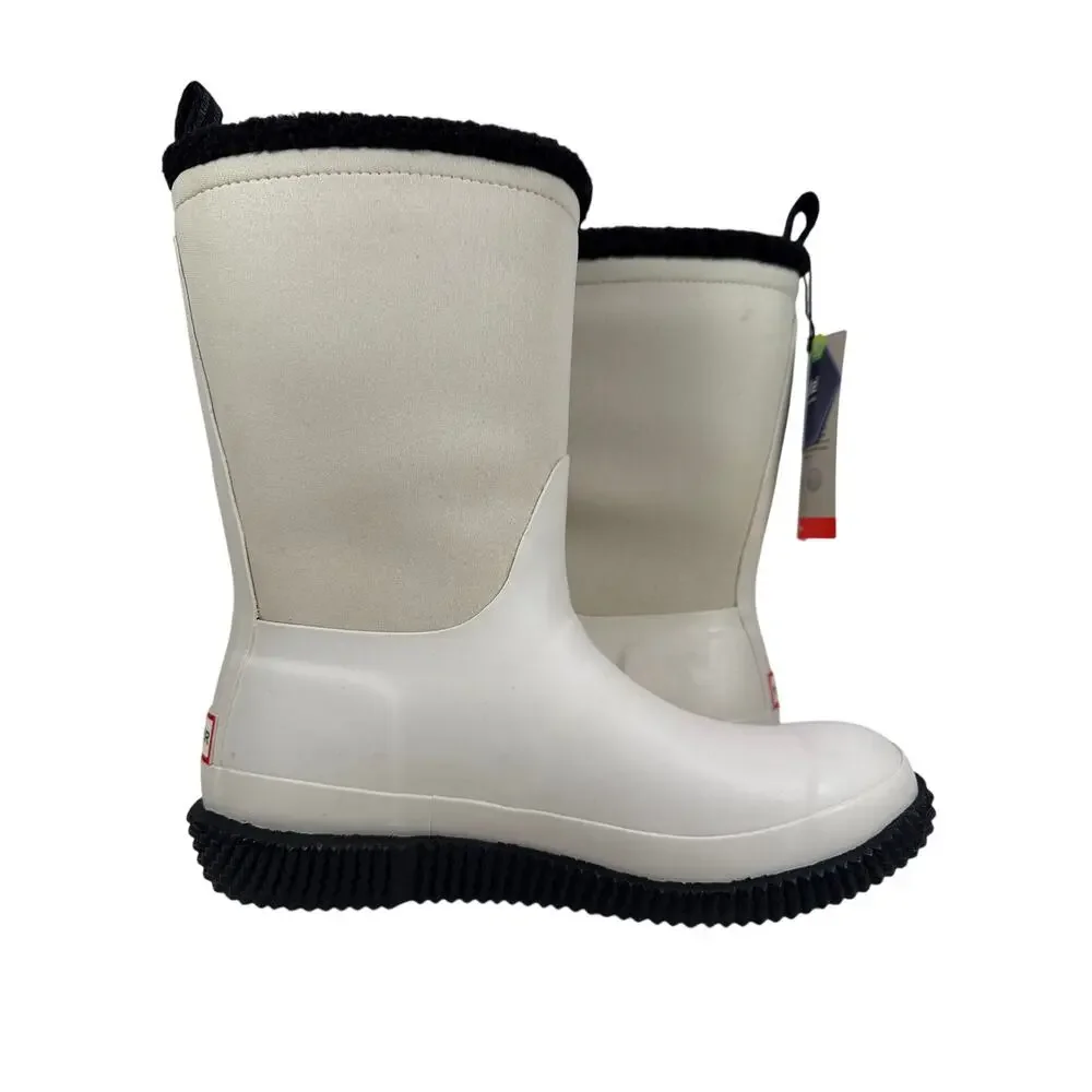 Hunter Original Slipper Snow Boot Womens 8 Insulated Foldable Cuff White Willow